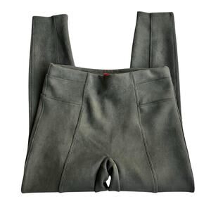 SPANX Faux Suede Leggings Deep Olive Sculpted Minimalist Luxe Medium Petite